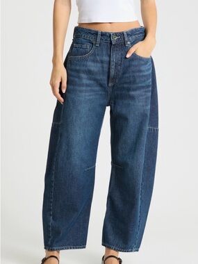 rag & bone The Chase High-Rise Crop Barrel Leg Jeans Dark Blue NWT 30
